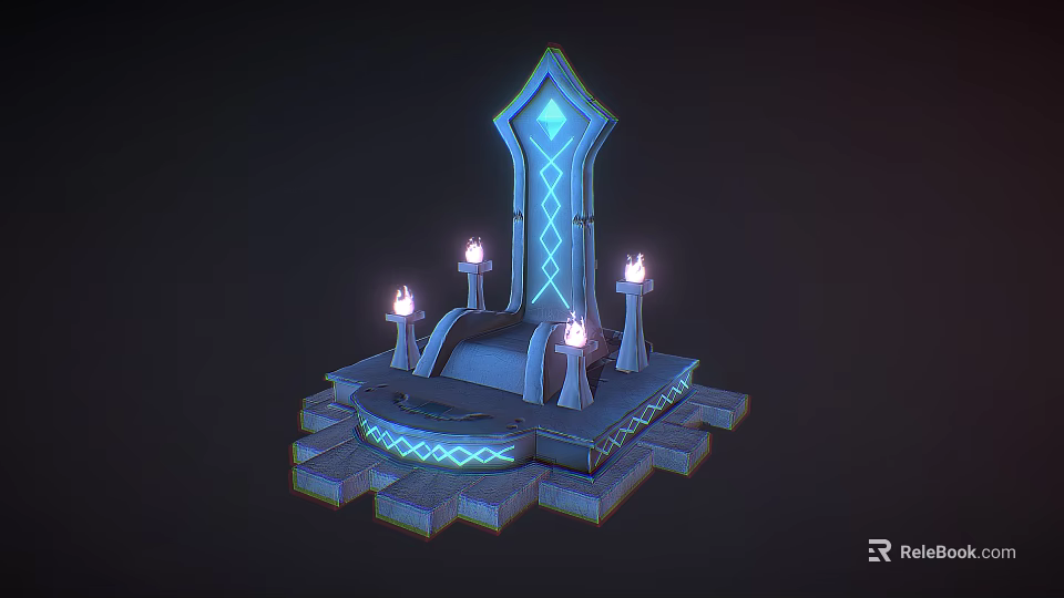 Glowing Fantasy Throne With Intricate Patterned Base And Surrounding Candles 3D Render 3d model