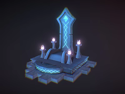 Glowing Fantasy Throne With Intricate Patterned Base And Surrounding Candles 3D Render 3d model