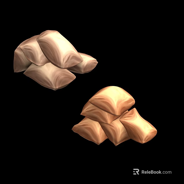Soft Beige Household Pillows Stacked For Comfortable Home Use 3d model 