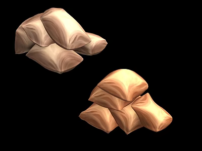 Soft Beige Household Pillows Stacked For Comfortable Home Use 3d model