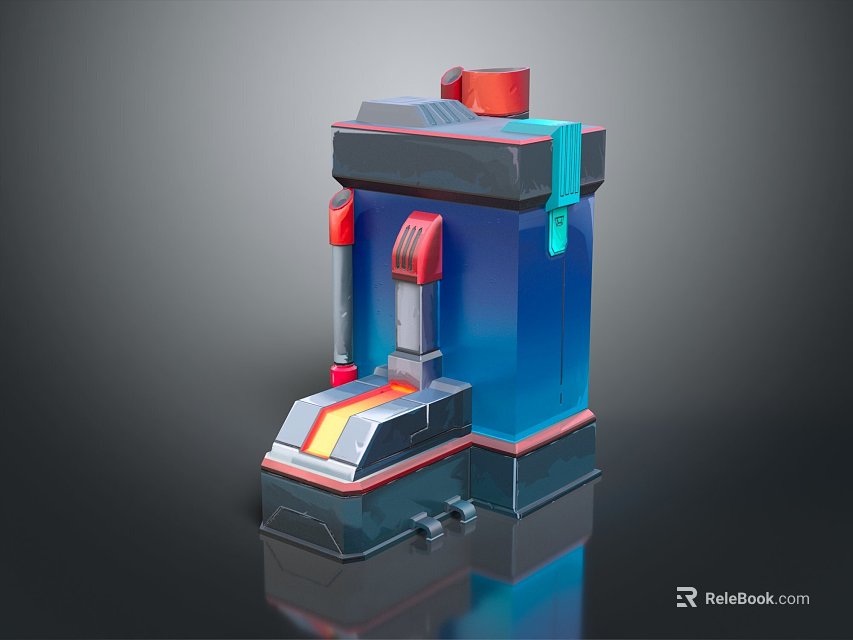 Smart Machine With Futuristic Design Blue Red Accents And Control Panel Base 3d model 