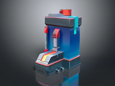 Smart Machine With Futuristic Design Blue Red Accents And Control Panel Base 3d model