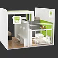Modern Exhibition Booth Design With Green White Glass Door And Reception Area