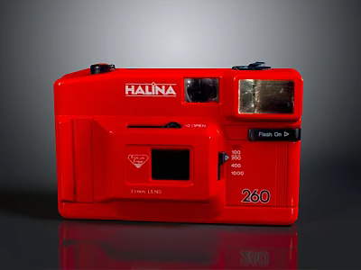 Red Halina 260 Computer Webcam With Flash On Off Function And Red Black Design 3d model