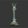 Green Decorative Column With Twisted Pattern Ornate Base And Crown Top