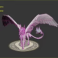 Detailed White Winged Fantasy Creature Sculpture with Intricate Base Patterns 3d model