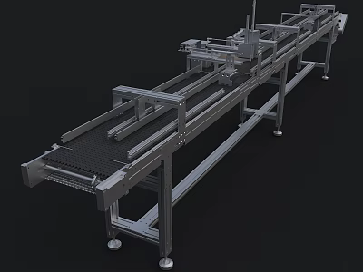 Industrial Conveyor System With Metal Frame For Material Handling In Production Line 3d model