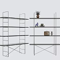 Elegant Modern Bookshelf Design With Glass Shelves Metal Frame and Decorative Ornaments