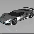 Silver Modern Sports Car With Sleek Design Illuminated Accents And Rear Spoiler