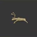 Polished Wooden Deer Sculpture With Antlers And Reflection On Dark Surface