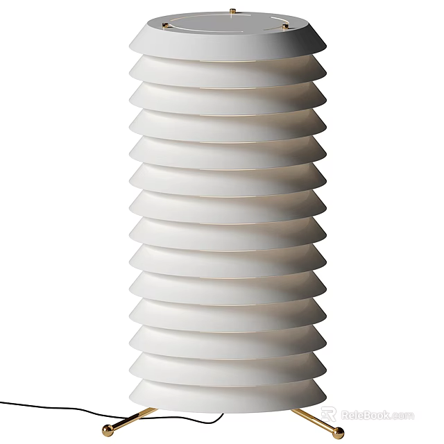 Sleek White Table Lamp With Modern Spiral Stacked Ring Design 3d model 