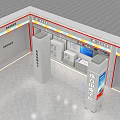 Shopping Mall Retail Counter Displaying Home Appliances With Digital Screen And Product Info