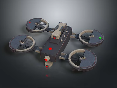 High Tech Modern Kitchen Appliance With Four Functional Units And Red Indicators 3d model