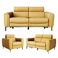 Comfortable Yellow Modern Sofa Set With Soft Upholstery And Armrest Design 3d model