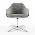 Modern Gray Fabric Office Chair With Armrest And Metal Swivel Base