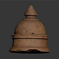 Terracotta Dome Shaped Sculpture Featuring Layered Structure Conical Top And Textured Surface 3d model