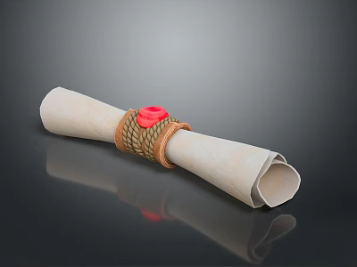 Cup Adorned With Rolled Paper And Rope Decoration Featuring Red Accent On Smooth Surface 3d model