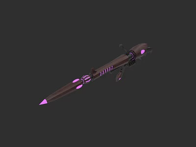 Fantasy Weapon Sword With Purple Glowing Accents And Decorative Details 3d model