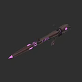 Fantasy Weapon Sword With Purple Glowing Accents And Decorative Details