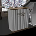 Modern Exhibition Booth Setup With Display Boards Tables And Digital Screen 3d model