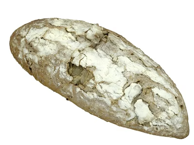 Freshly Baked Traditional Artisan Rustic Bread With Cracked Surface And Flour Dusting 3d model