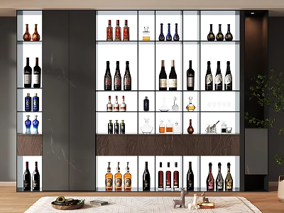 Modern Wine Cabinet With Glass Shelves For Wine Bottle Display And Storage 3d model