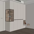 Minimalist White Wardrobe Interior Design With Glass Display Cabinet And Lighting