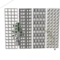 White Modern Room Dividers Featuring Circular Holes And Square Grid Patterns 3d model