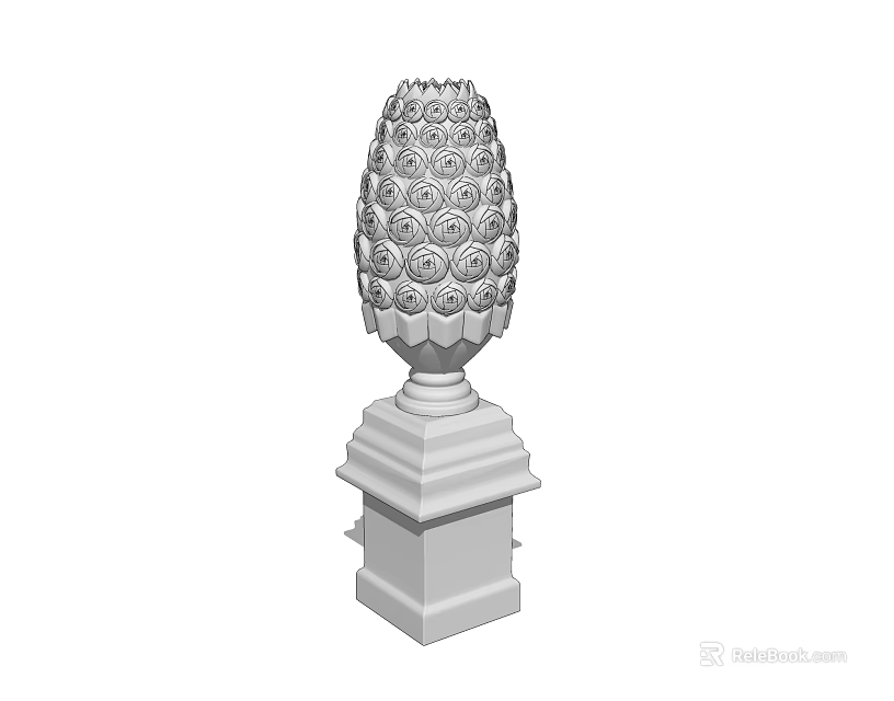 Elegant Decorative Ornament Set With Intricate Patterned Top And Square Pedestal Base 3d model