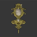 Classic Golden Decorative Wall Lamp With Beige Fabric Shade And Ornate Design