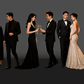 Group of People in Formal Attire Holding Champagne Glasses at Elegant Event