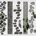 Garden Stepping Stones Natural Stone Arrangement With Green Plants And Pathway Design