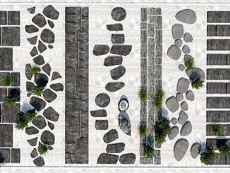 New Chinese Style Slab Road Ting Bu Stone Tau Green Slab Road Landscape Garden Road Garden Paving Trail Gravel Trail 3d model