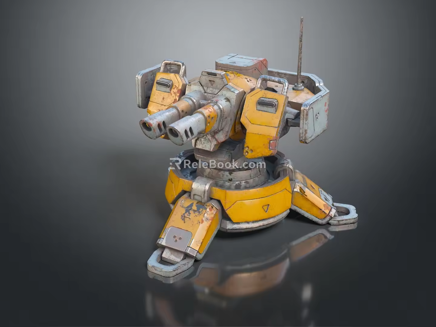 Turret Turntable Railgun Sci-fi Tower Defense Game Tower Defense Sci-fi Turret Game Turret Game Battery 3d model
