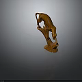 Handcrafted Leopard Wooden Sculpture Standing on a Branch with Realistic Carving Details
