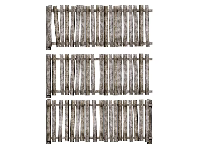 Rustic Wooden Slat Fence With Natural Texture For Garden Decoration 3d model