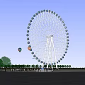 Giant Ferris Wheel Amusement Equipment With Colorful Cabins And White Steel Structure