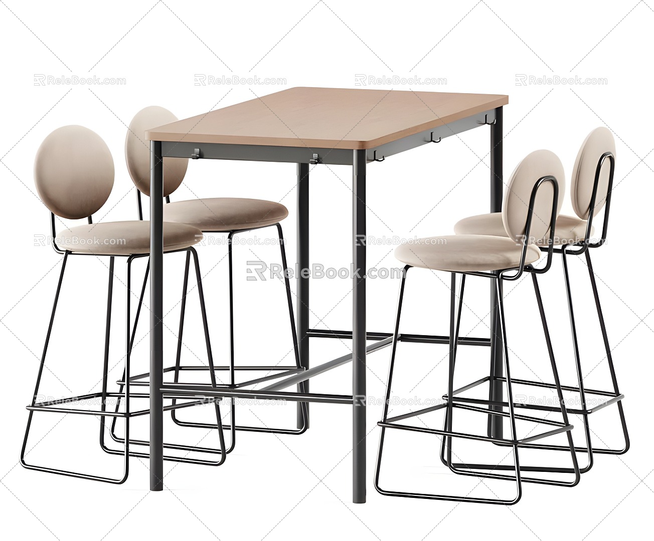 Modern Bar Chair Combination Dining Table Chair 3d model