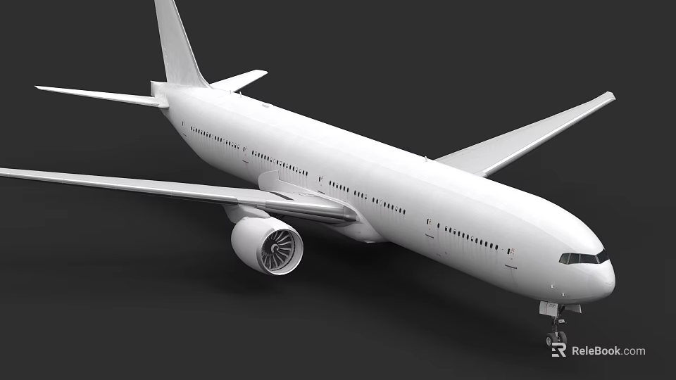 Modern White Passenger Plane With Large Wings Engine And Landing Gear 3d model 