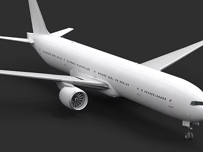 Modern White Passenger Plane With Large Wings Engine And Landing Gear 3d model