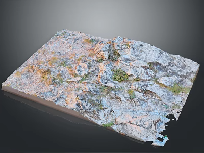3D Natural Landscape Terrain With Rocky Surfaces Vegetation And Water Bodies 3d model