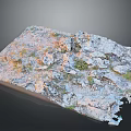 3D Natural Landscape Terrain With Rocky Surfaces Vegetation And Water Bodies