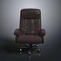 Dark Red Leather Office Chair With Adjustable Backrest Armrests And Wheels