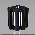 Black Blue White Industrial Equipment Housing With Striped Cylindrical Metal Construction Design