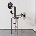 Modern Art Installation With Metal Structure And Horn Shaped Components In Black Copper Beige