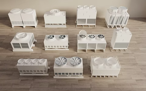 modern cooling tower exhaust fan water tank industrial equipment 3d model