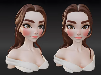 AI Generates Beautiful Woman Avatar Print Hand-held Character Avatar Cartoon Avatar 3d model