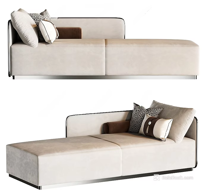 Elegant Modern Beige Upholstered Sofa With Decorative Pillows And Sleek Design 3d model 