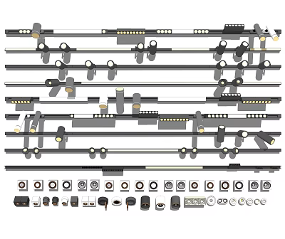 Modern Downlight Home Magnetic Track Light Downlight Spotlight Combination 3d model