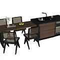 Middle ancient style dining table and chair combination dining chair dining table single chair 3d model